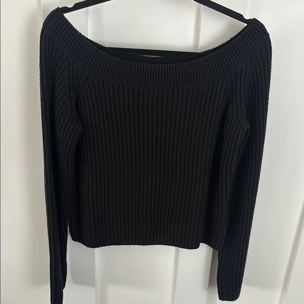 H&M Black Crew Neck Ribbed Sweater